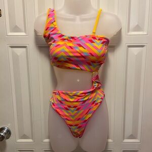 Reversible Maaji cut out one piece swimsuit graphic neon monokini